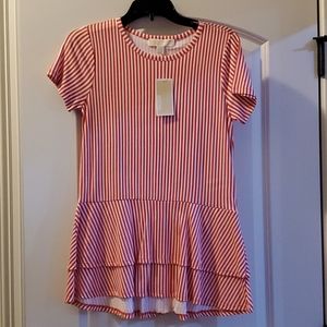 Michael Kors red and white striped shirt